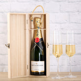 Personalised Wooden Wine or Champagne Box Gift For 1st Anniversary